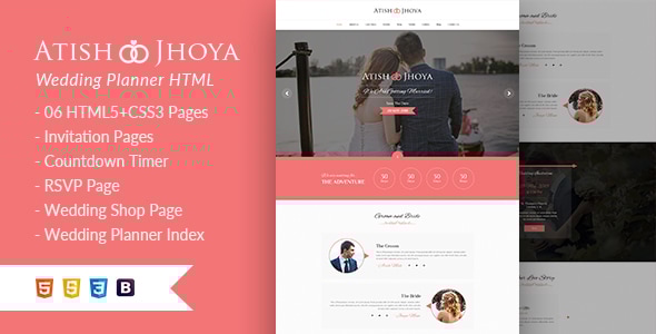 Atish and Jhoya - Responsive HTML5 Wedding Template - Wedding Site Templates