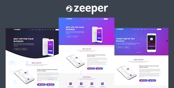 Zeeper - App Landing Page HTML - Technology Site Templates