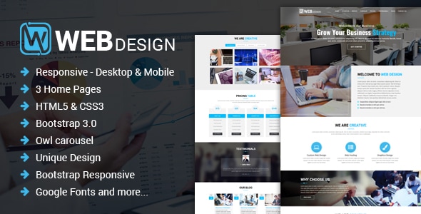 Web Design - Responsive One Page HTML Template - Corporate Landing Pages