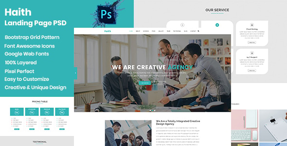 Haith || Landing Page PSD Template - Portfolio Creative