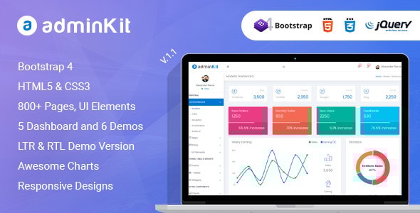 AdminKit - Multipurpose Bootstrap 4.0 Admin Templates - Admin Templates Site Templates