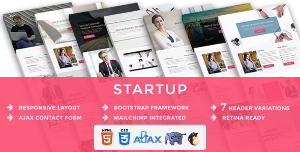 Startup - Multipurpose Responsive HTML Landing Pages - Business Corporate