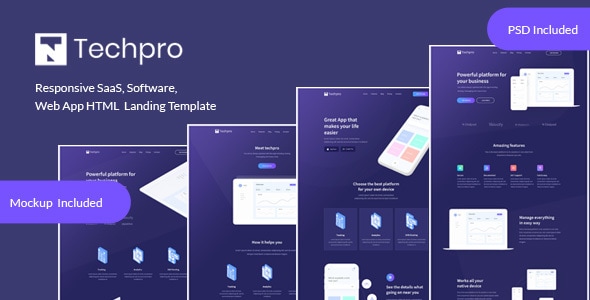 Techpro - App, Saas, Software & WebApp Landing Template - Marketing Corporate