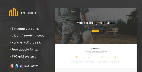 Cobuild - Construction Landing Page Html Template - Marketing Corporate