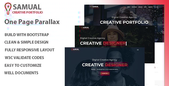 Samual - One Page Parallax HTML Template - Site Templates