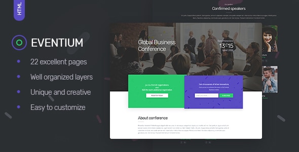 Eventium - Responsive Events HTML5 Template - Events Entertainment