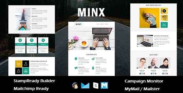 MinX - Multipurpose Responsive Email Template With Online Stampready Builder Access - Newsletters Email Templates