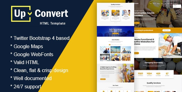 Upconvert - Construction Building Responsive Template - Corporate Site Templates