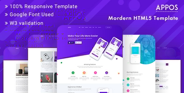 APPOS - App Landing Page Template Bootstrap - Technology Site Templates