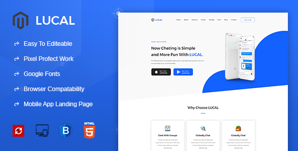 Lucal - Mobile App Landing HTML Template - Technology Site Templates