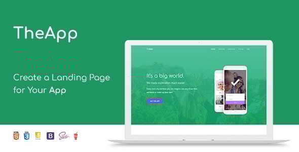 TheApp - Responsive Bootstrap Mobile App Landing Page Template - Software Technology