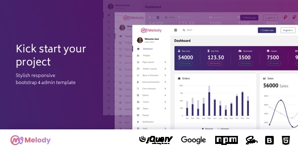Melody Bootstrap Admin Dashboard Template - Admin Templates Site Templates