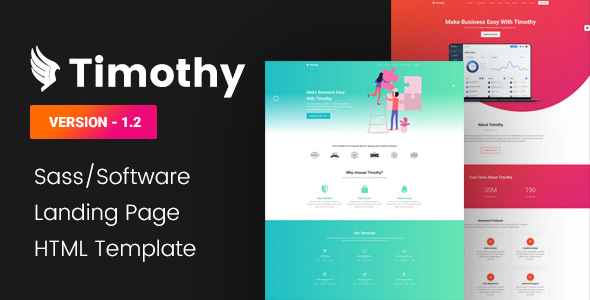 Timothy - Software Landing Page HTML Template by Chibuu | ThemeForest