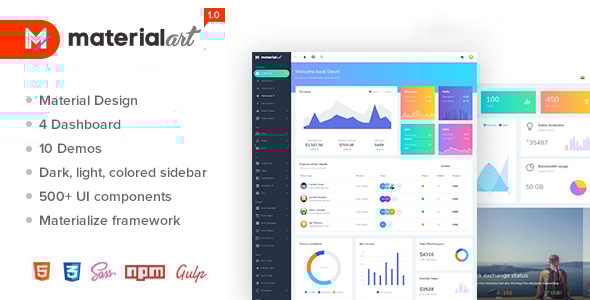Materialart Powerful Material Admin Template - Admin Templates Site Templates