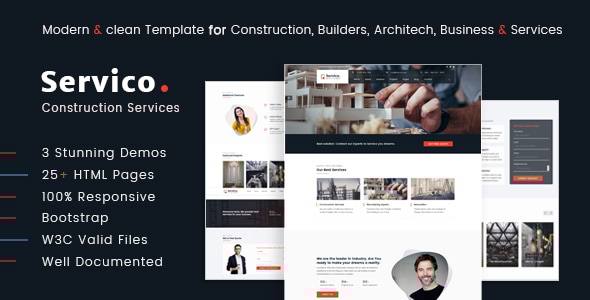 Servico – Construction Services HTML5 Template - Business Corporate