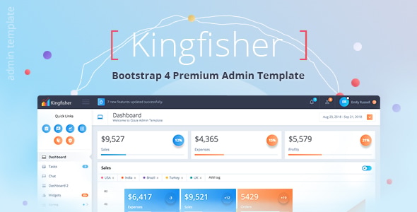 Kingfisher - Responsive Bootstrap 4 Admin Template - Admin Templates Site Templates