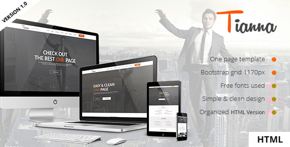 Tianna - One Page HTML5 Template - Corporate Site Templates