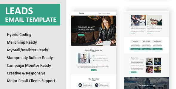 Leads - Multipurpose Responsive Email Template with Online StampReady & Mailchimp Editors - Newsletters Email Templates
