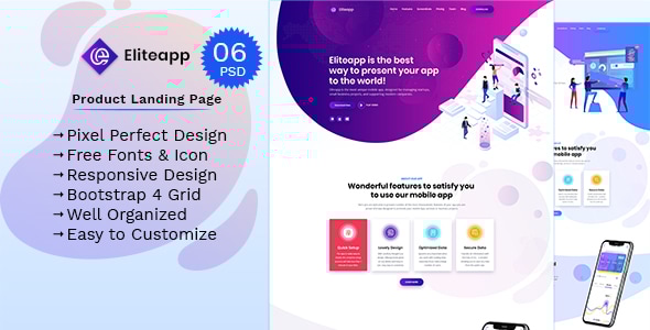 Eliteapp - App Landing Page - Technology Photoshop