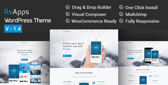 RxApps - Responsive WordPress App Landing Page - Marketing Corporate