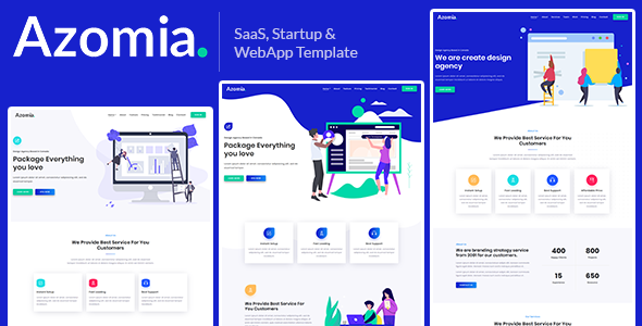 Azomia – Responsive Bootstrap 4 SaaS, Startup & WebApp Multi-purpose Template - Technology Site Templates