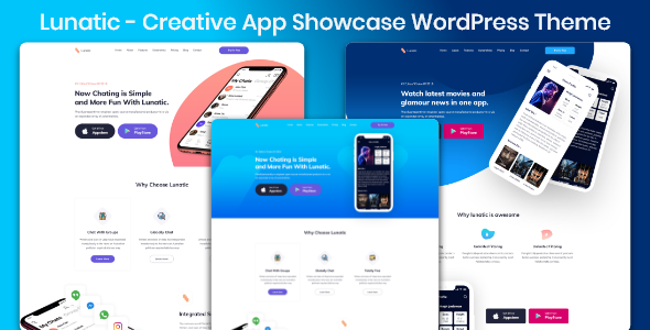 Software Service Lunatic - App Landing WordPress Theme - Technology WordPress