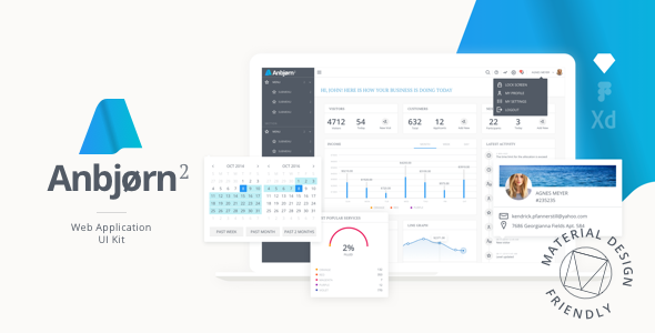 Anbjorn 2 | Web App Rapid Prototype Design UI Kit - Corporate Sketch