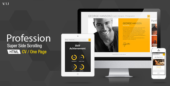 Profession - One Page CV WordPress Resume Theme - Personal Blog / Magazine
