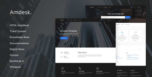 Amdesk - HelpDesk and Knowledge Base HTML template - Business Corporate