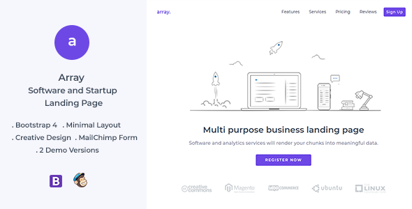 Array Minimal Landing Page Template - Landing Pages Marketing