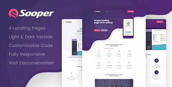 Sooper - Mobile, Desktop, Web App Showcase HTML Template - Technology Site Templates