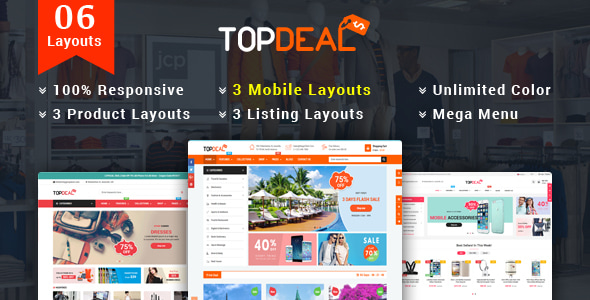 TopDeal - Responsive MultiPurpose HTML 5 Template (Mobile Layouts Included) - Retail Site Templates
