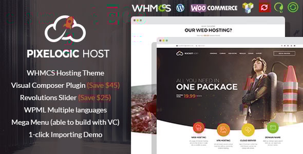 Pixelogic - WHMCS Hosting, Shop & Corporate Theme - Creative WordPress