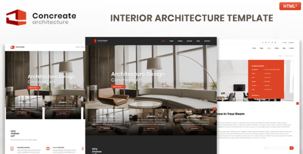 Concreate Interior Architecture Interactive Template - Business Corporate