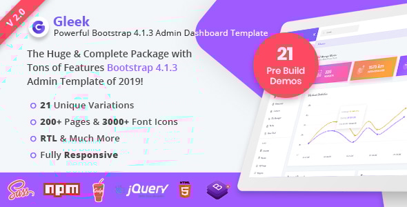 Gleek | Powerful Bootstrap 4 Admin Dashboard Template - Admin Templates Site Templates