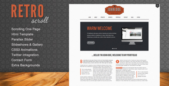 Retro Scroll - Creative One Page Html Template - Portfolio Creative