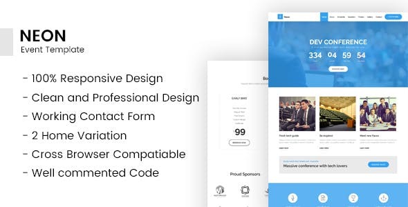 Neon-html event template - Technology Site Templates
