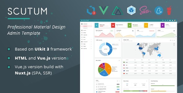 Scutum - Professional Material Design UIkit Admin Template - Admin Templates Site Templates