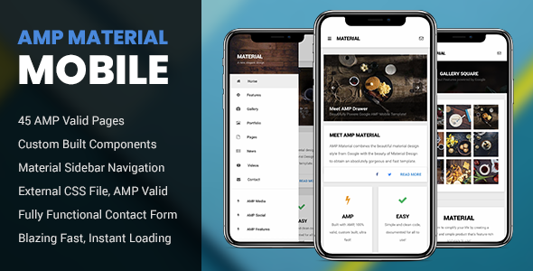 AMP Material Mobile - Mobile Site Templates