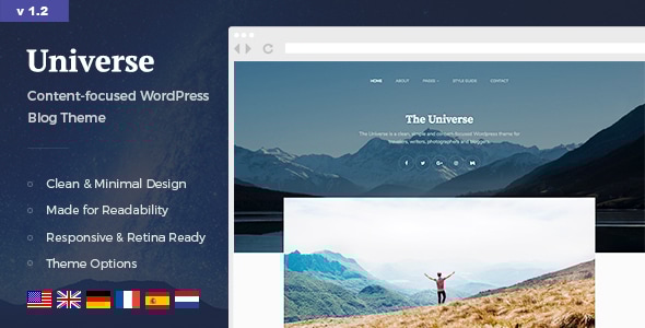 Universe - Clean & Minimal WordPress Blog Theme - Personal Blog / Magazine