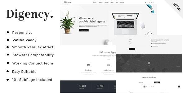 Digency - Minimal Digital Agency HTML Template - Business Corporate