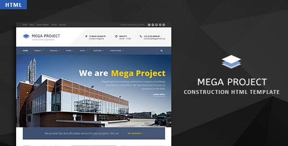 Mega Project - Construction HTML Template - Corporate Site Templates