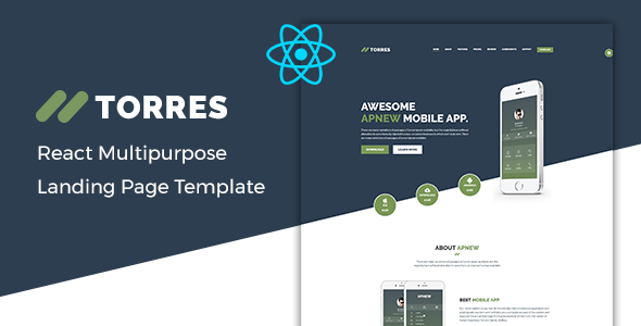 Torres – React App Landing Page Template - Technology Site Templates