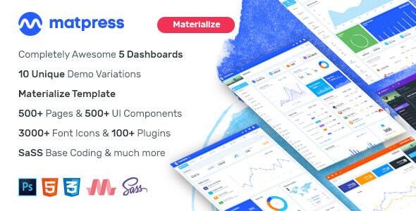 MatPress - Materialize Admin Template - Admin Templates Site Templates