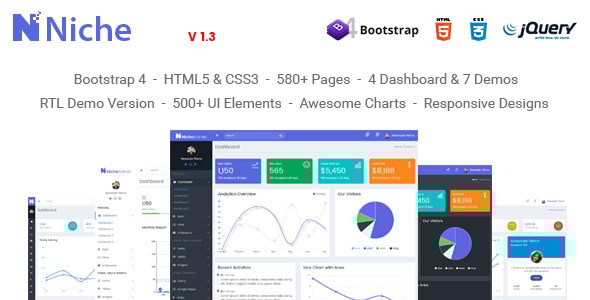 Niche - Powerful Bootstrap 4 Dashboard and Admin Template - Admin Templates Site Templates