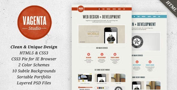 Vagenta 2 in 1 - Clean and Unique HTML Template - Portfolio Creative