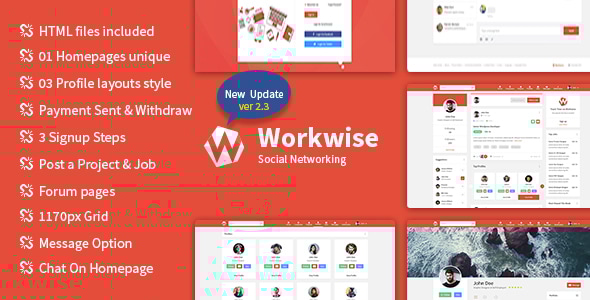 Workwise - The Freelancer And Social Networking HTML Template - Site Templates