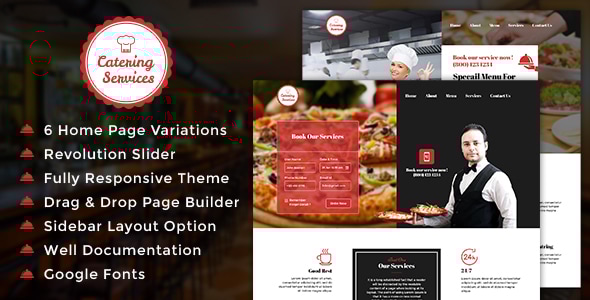 Catering Services WordPress Theme - Restaurants & Cafes Entertainment