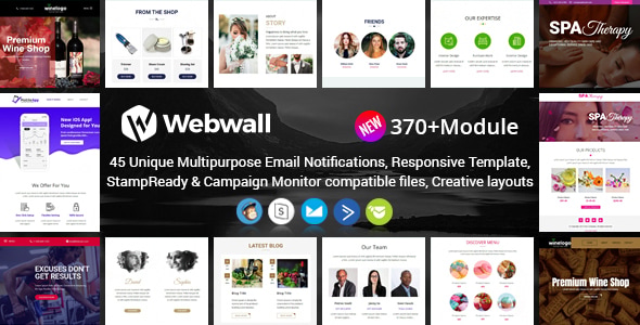 Webwall- 370+ Modules Newsletter Template + StampReady & CampaignMonitor compatible files - Newsletters Email Templates