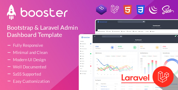 Booster - Bootstrap + Laravel Admin Dashboard Template - Admin Templates Site Templates